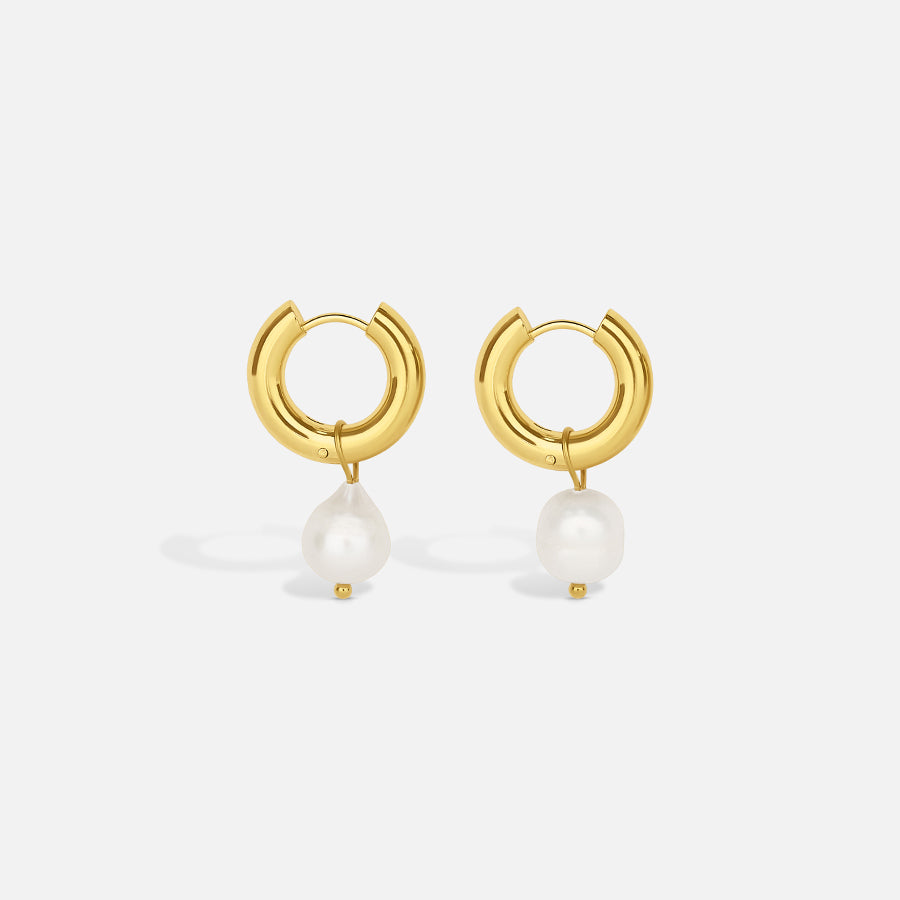 Pendientes colgantes de perla - ORO