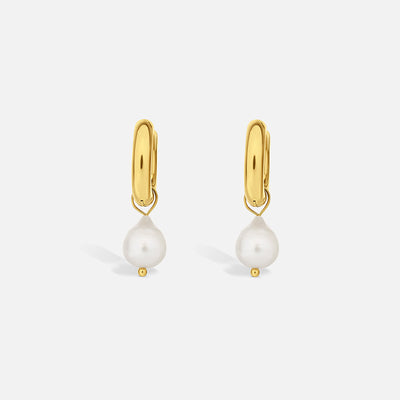 Pendientes colgantes de perla - ORO