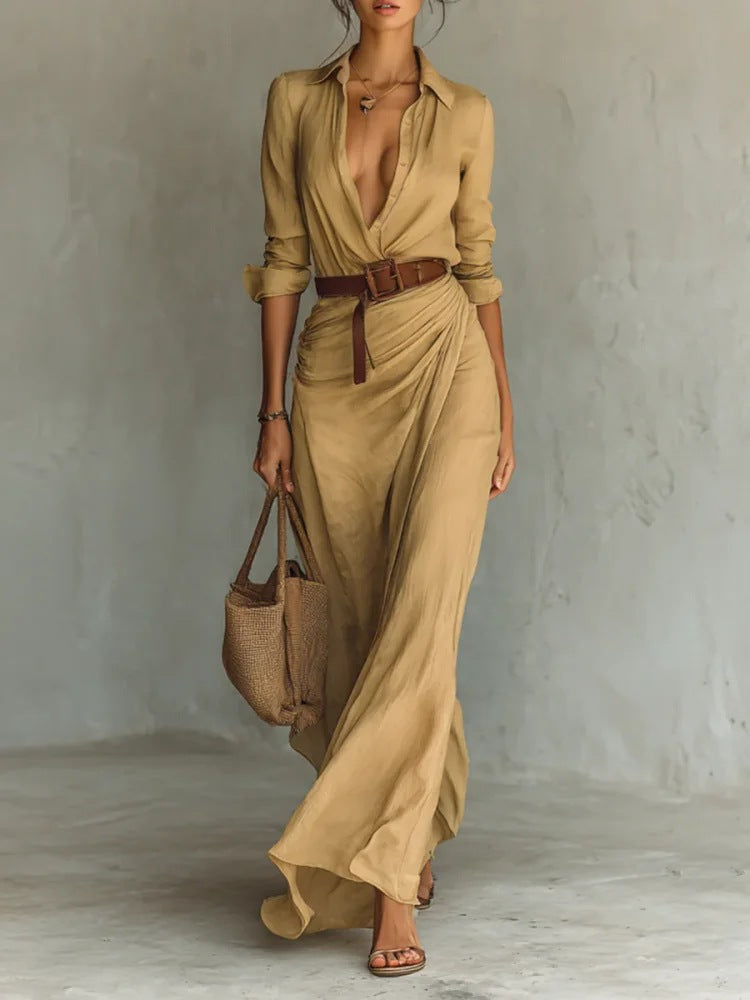 Thames Tailor | Vestido largo cruzado con solapa