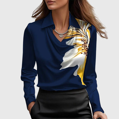 Sylvie | Blusa elegante con acabado brillante y cuello fruncido
