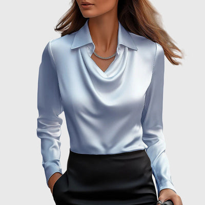 Sylvie | Blusa elegante con acabado brillante y cuello fruncido