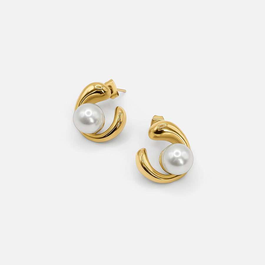 Pendientes con detalle de perla - ORO