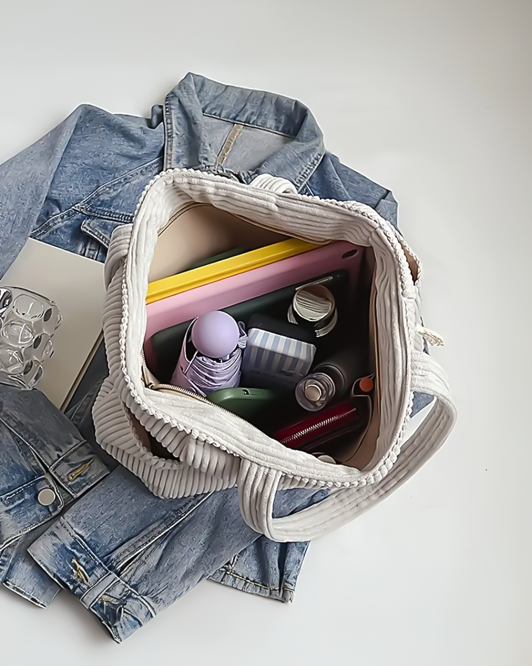 Isla | Bolsa acanalada con detalle de cordón