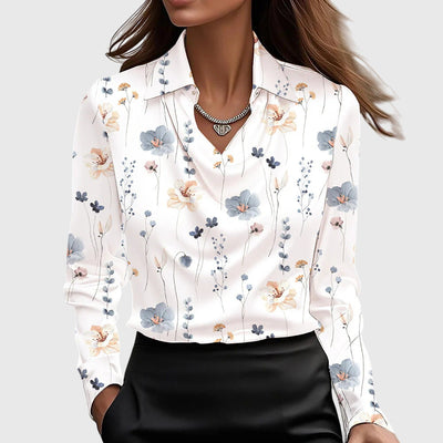 Sylvie | Blusa elegante con acabado brillante y cuello fruncido