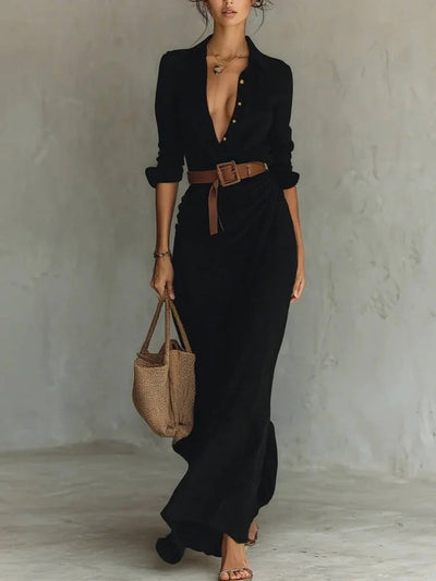 Thames Tailor | Vestido largo cruzado con solapa
