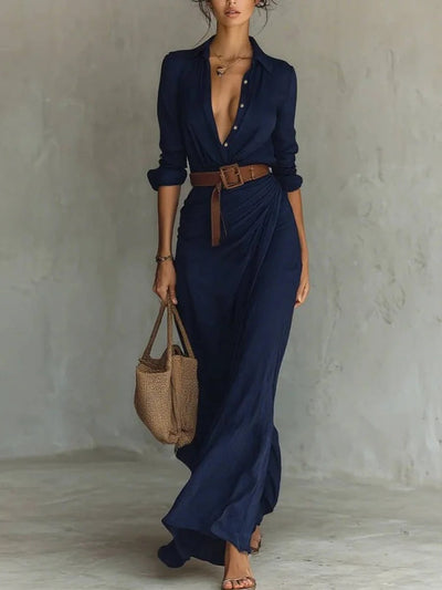 Thames Tailor | Vestido largo cruzado con solapa