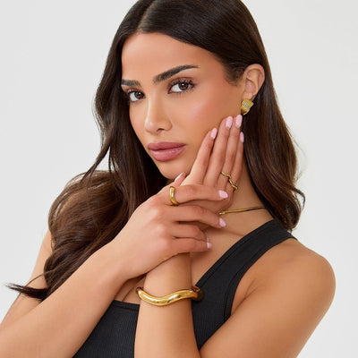 Brazalete Abierto Escultural  - ORO