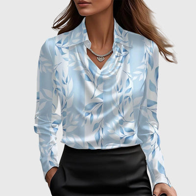Sylvie | Blusa elegante con acabado brillante y cuello fruncido