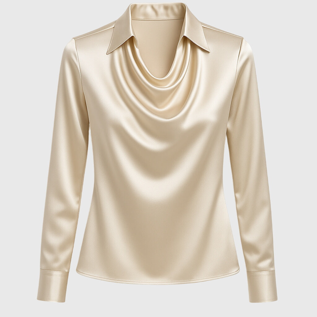 Sylvie | Blusa elegante con acabado brillante y cuello fruncido