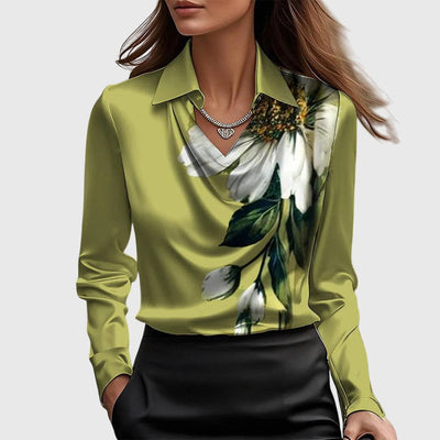 Sylvie | Blusa elegante con acabado brillante y cuello fruncido