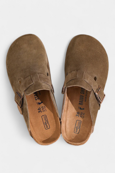 Aubree | Zuecos Unisex de Gamuza con Hebilla Ajustable