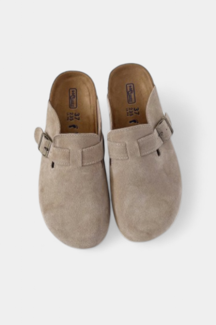 Aubree | Zuecos Unisex de Gamuza con Hebilla Ajustable